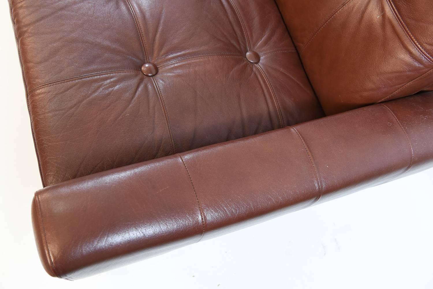 Svend Skipper Danish Midcentury Leather Three-Seat Sofa 1