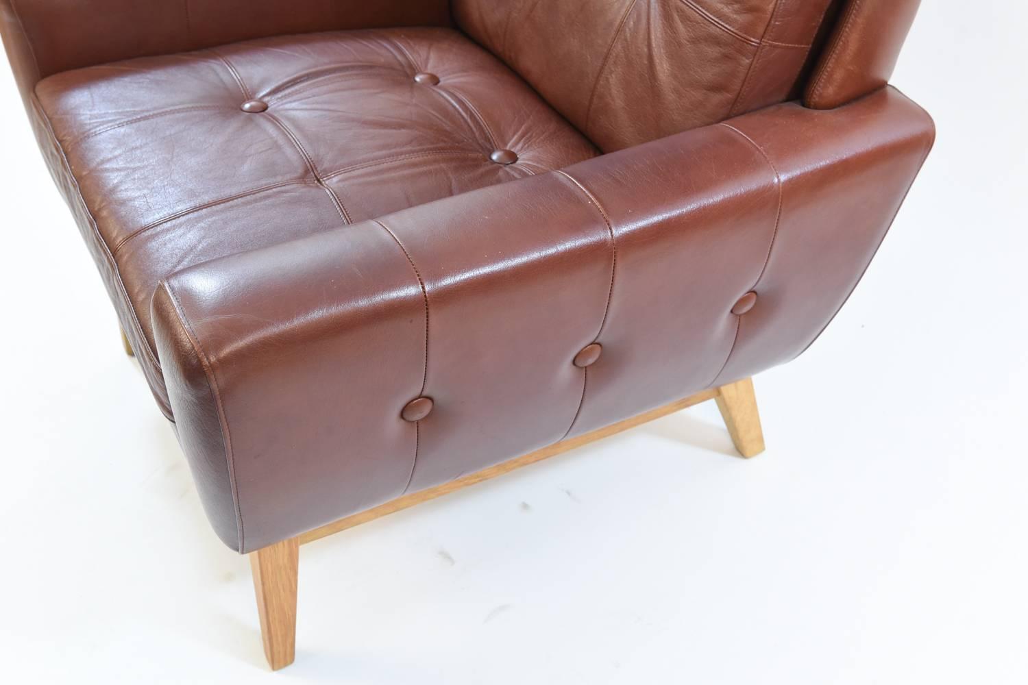 Mid-20th Century Svend Skipper Leather Wingback Lounge Chair