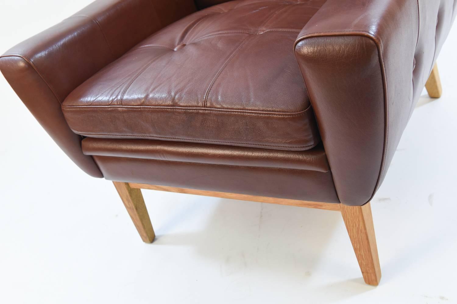 Svend Skipper Leather Wingback Lounge Chair In Good Condition In Norwalk, CT