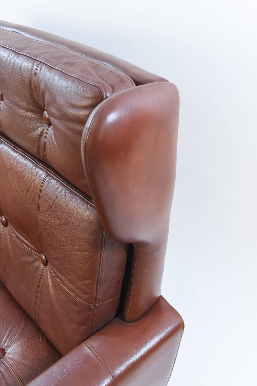 Svend Skipper Leather Wingback Lounge Chair 1