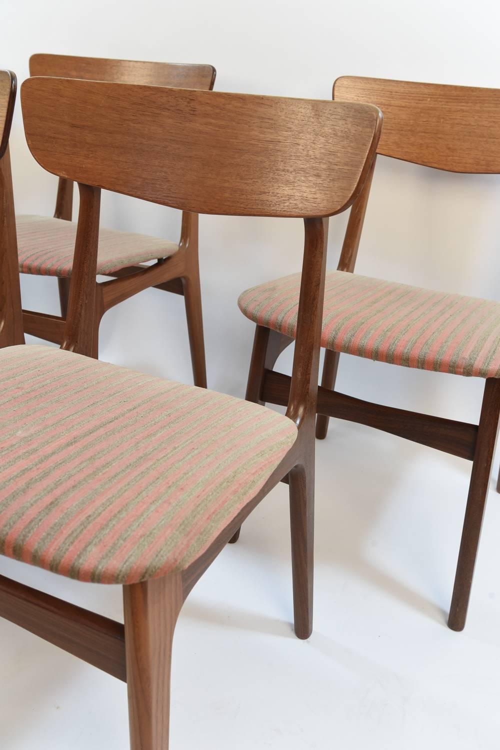 20th Century Set of Six Teak Danish Midcentury Side Chairs