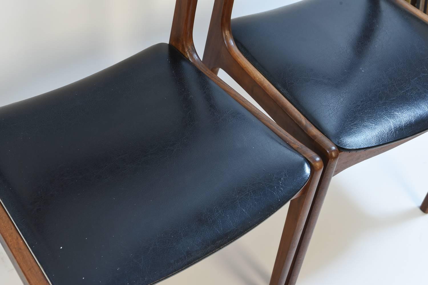 20th Century Set of Four Teak Danish Midcentury Side Chairs
