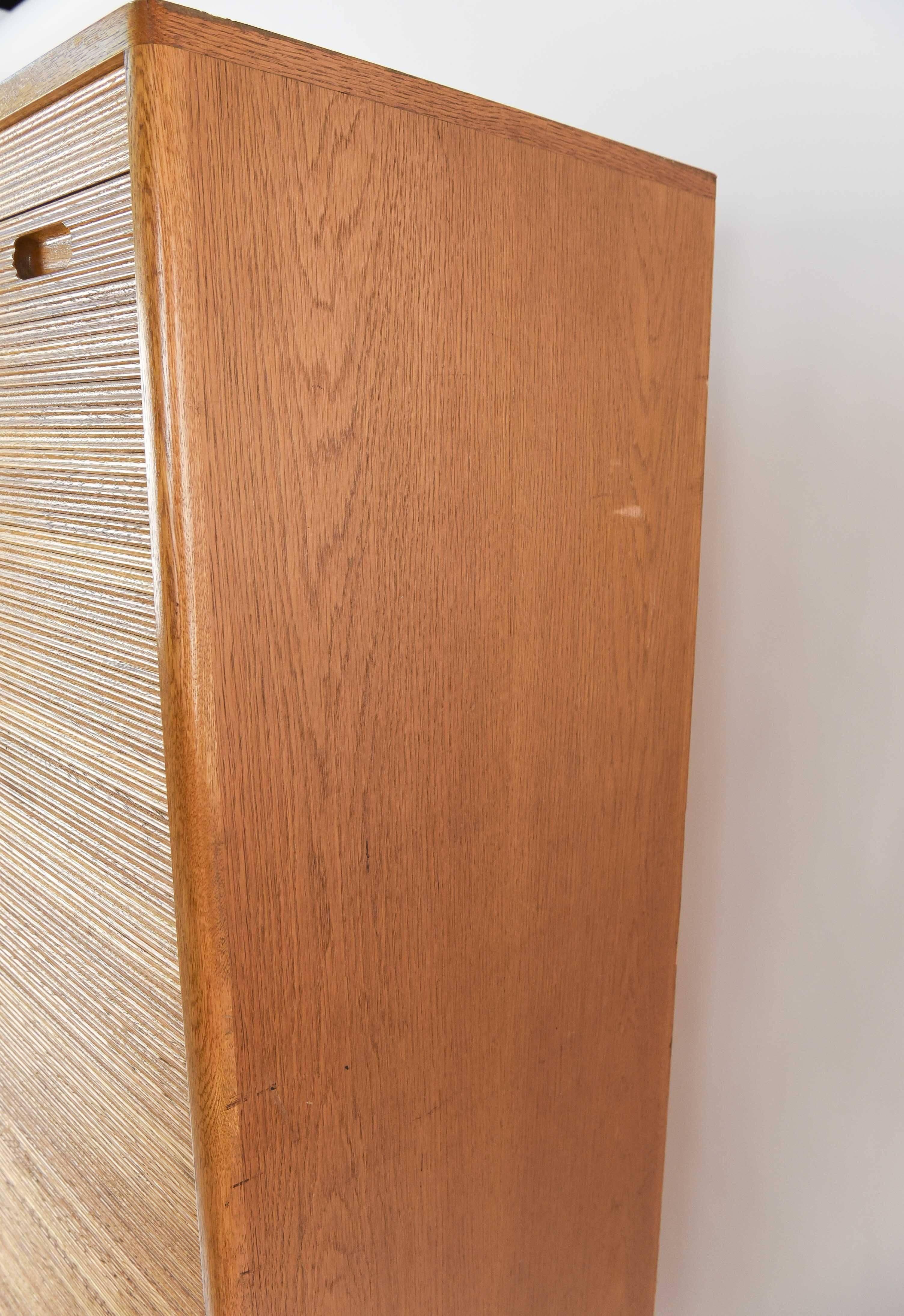 Danish Midcentury Tambour Sliding Door File Cabinet In Good Condition In Norwalk, CT
