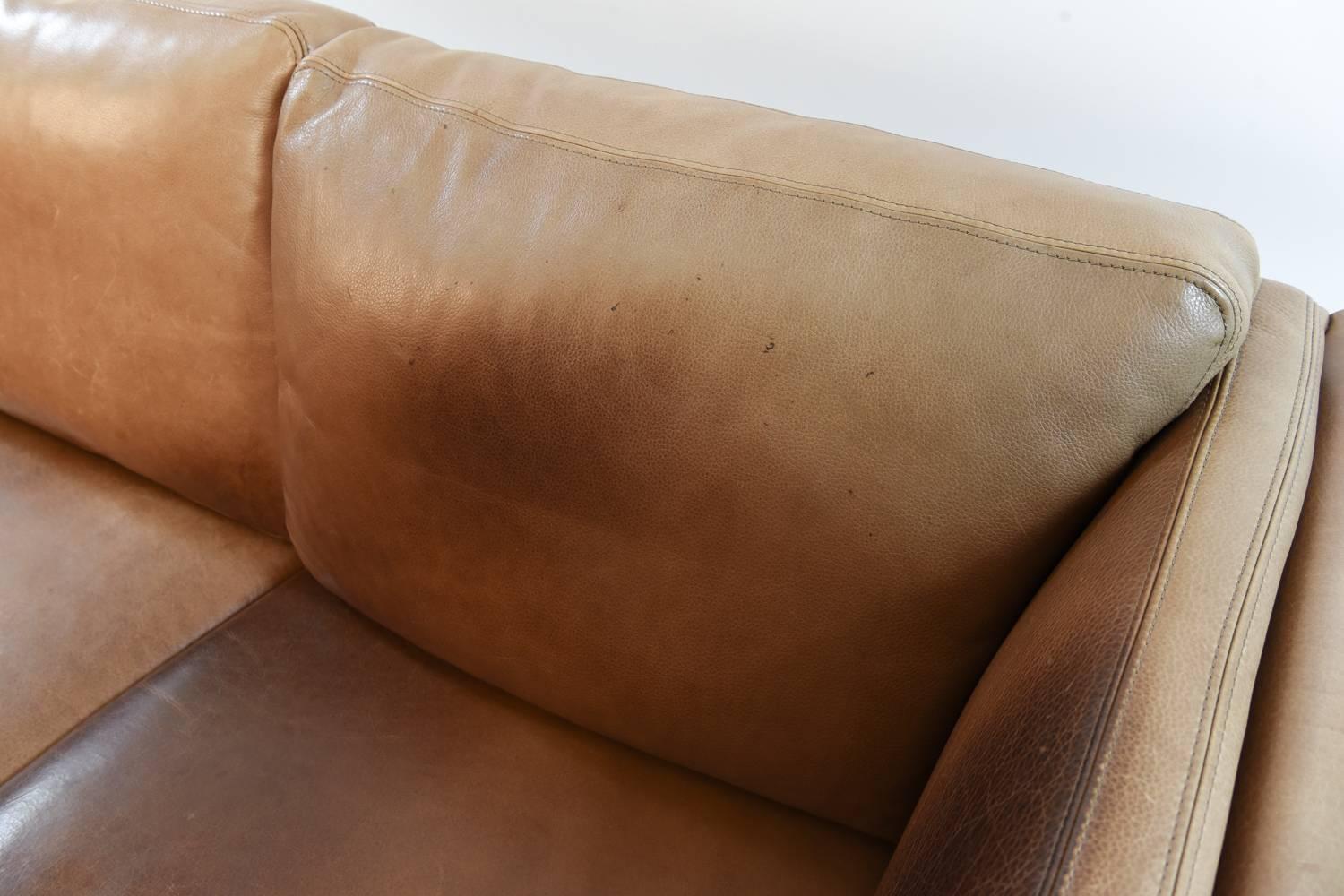 Mogens Hansen Danish Midcentury Three-Seat Leather Sofa 1