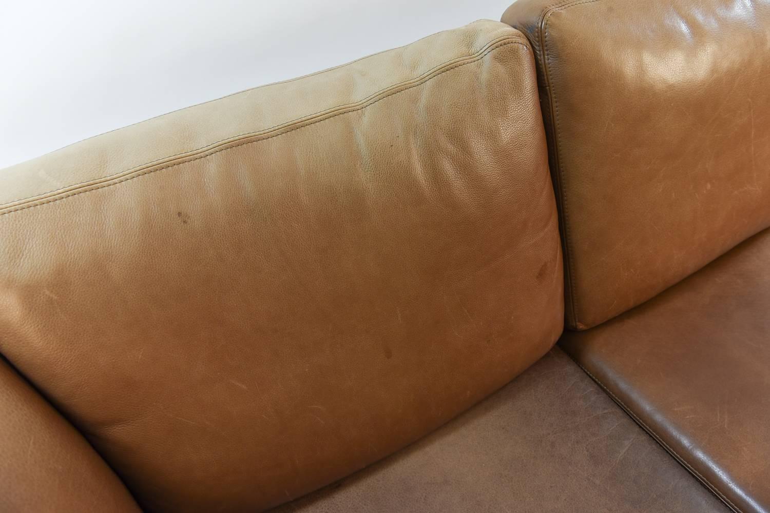 Mid-Century Modern Mogens Hansen Danish Midcentury Three-Seat Leather Sofa