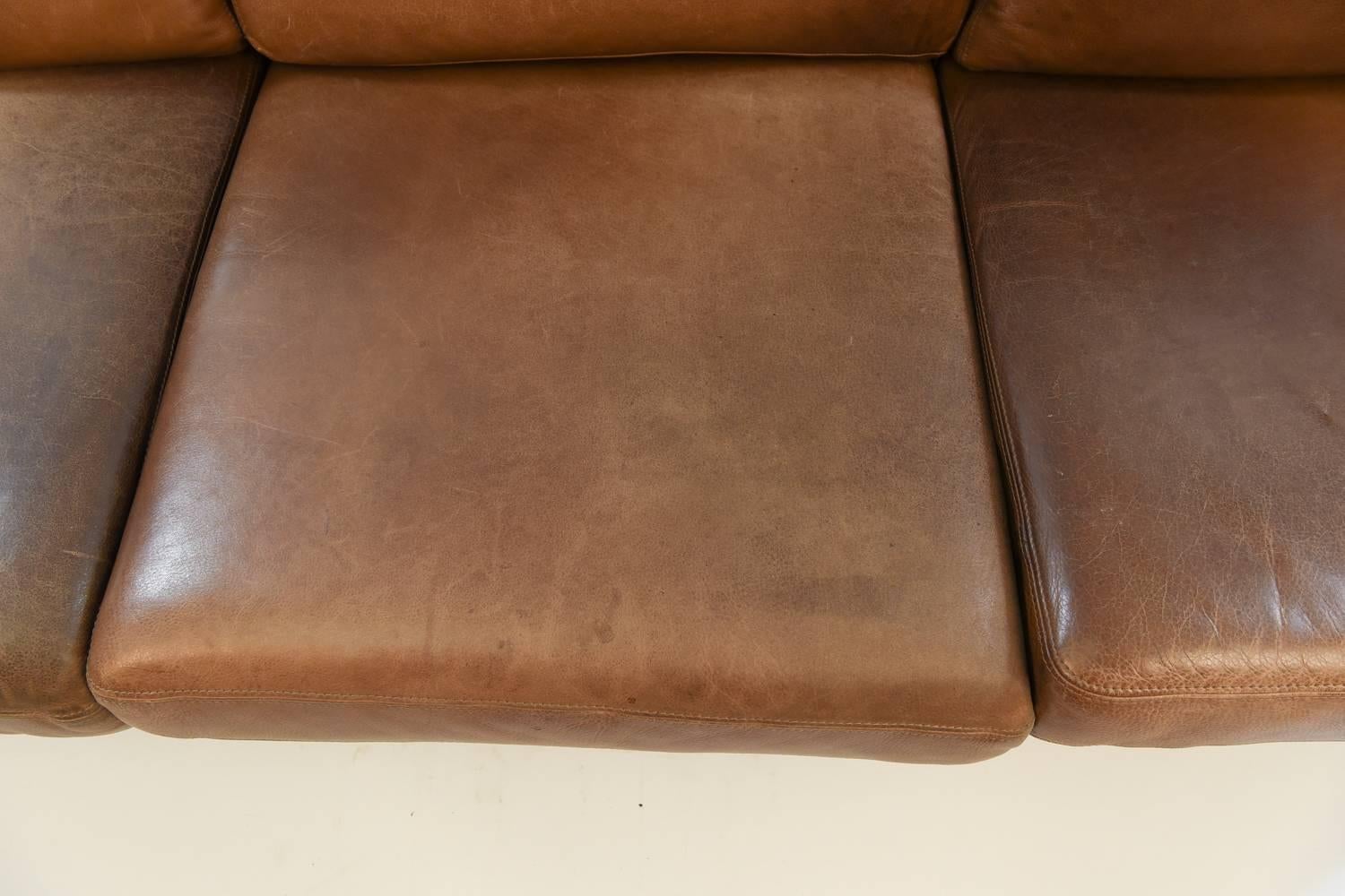 Late 20th Century Mogens Hansen Danish Midcentury Three-Seat Leather Sofa