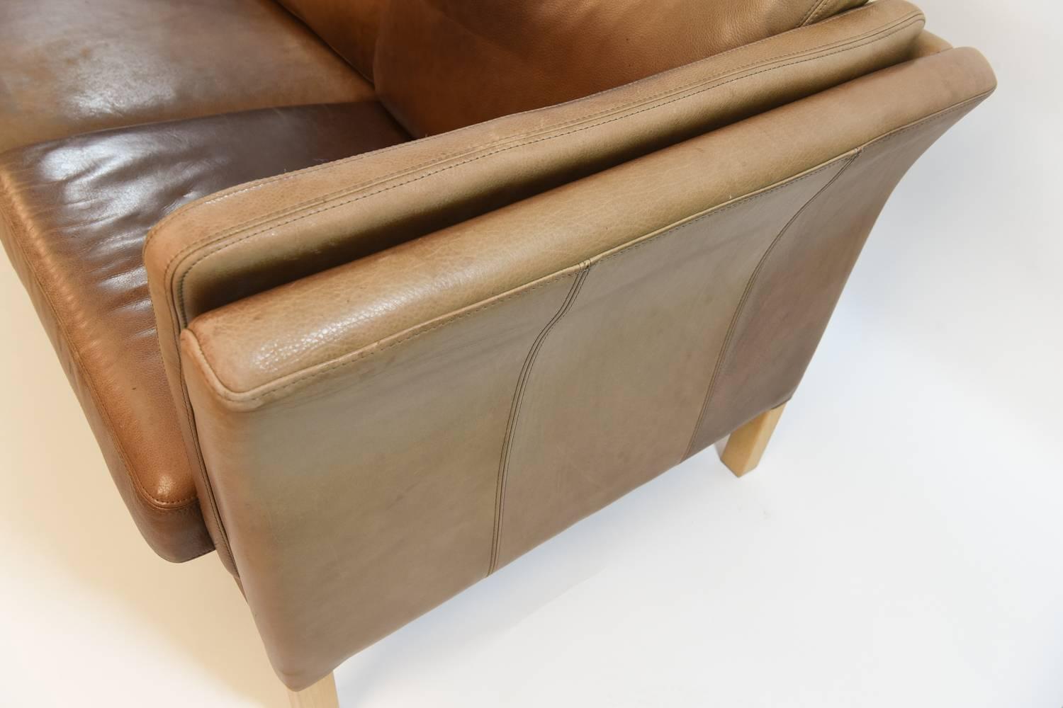 Mogens Hansen Danish Midcentury Three-Seat Leather Sofa 2