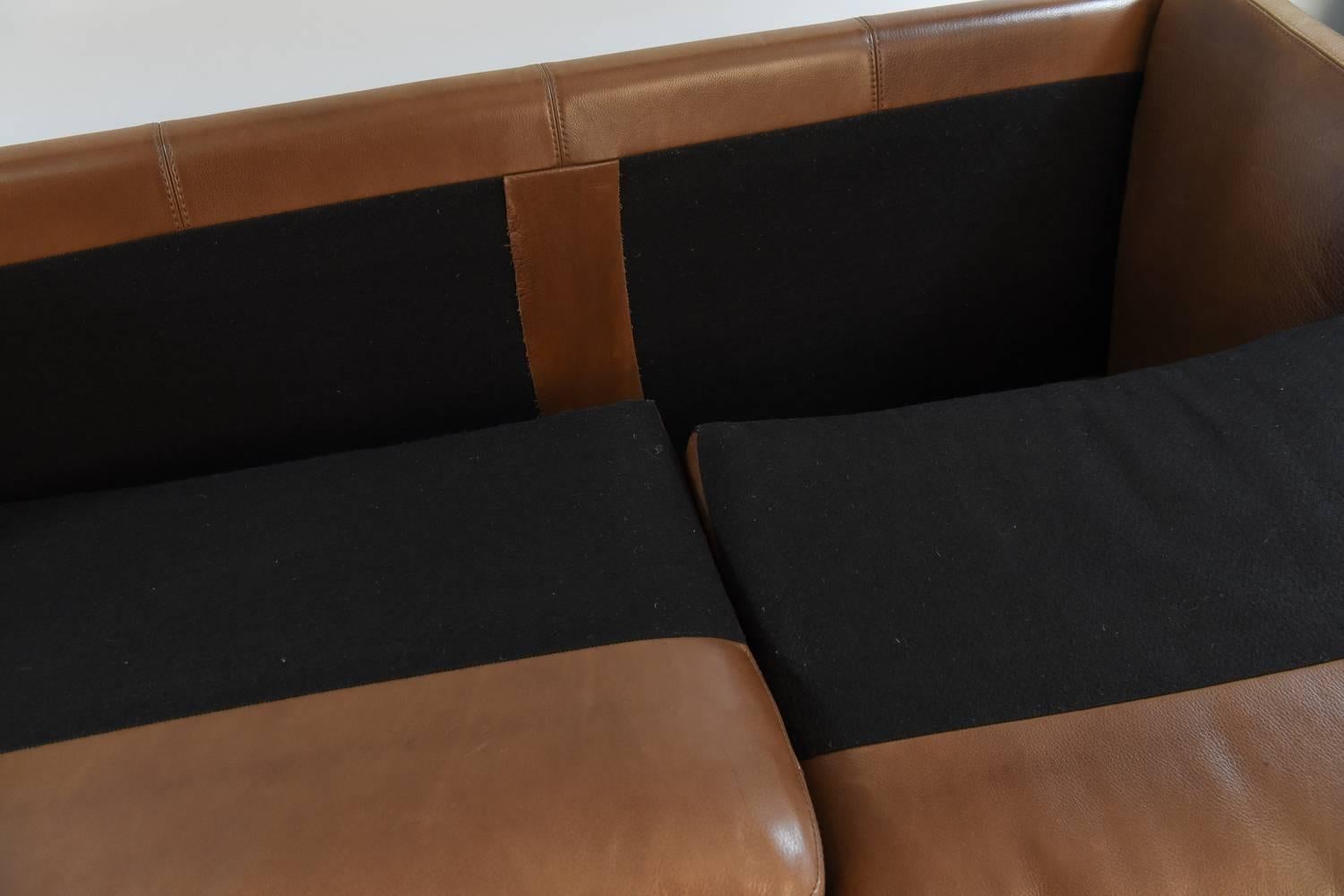Mogens Hansen Danish Midcentury Three-Seat Leather Sofa 4