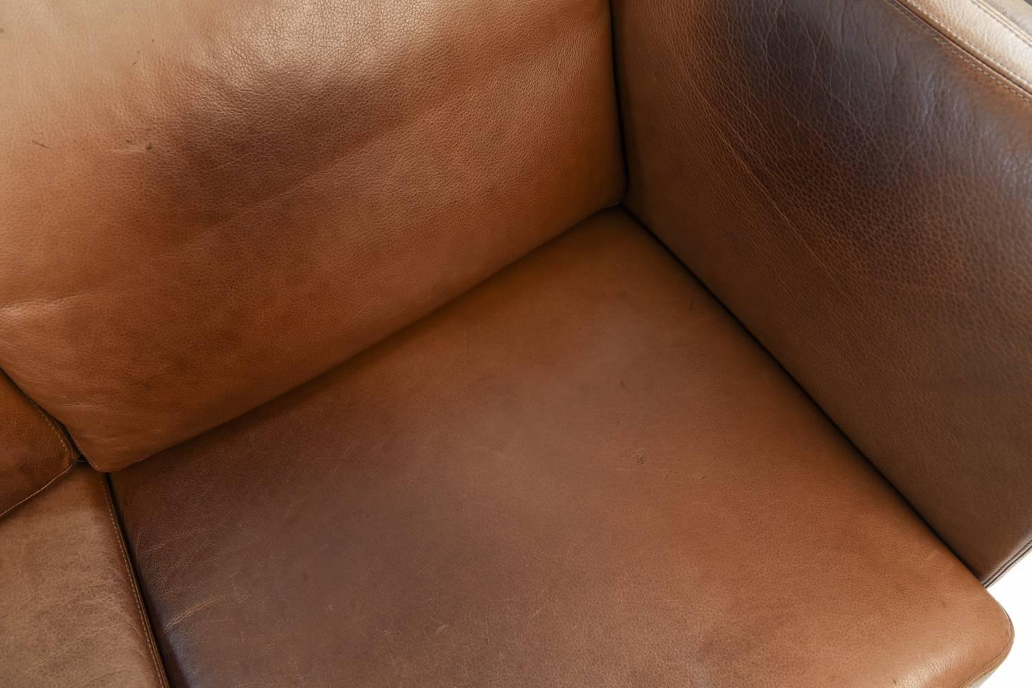 Mogens Hansen Danish Midcentury Three-Seat Leather Sofa 5