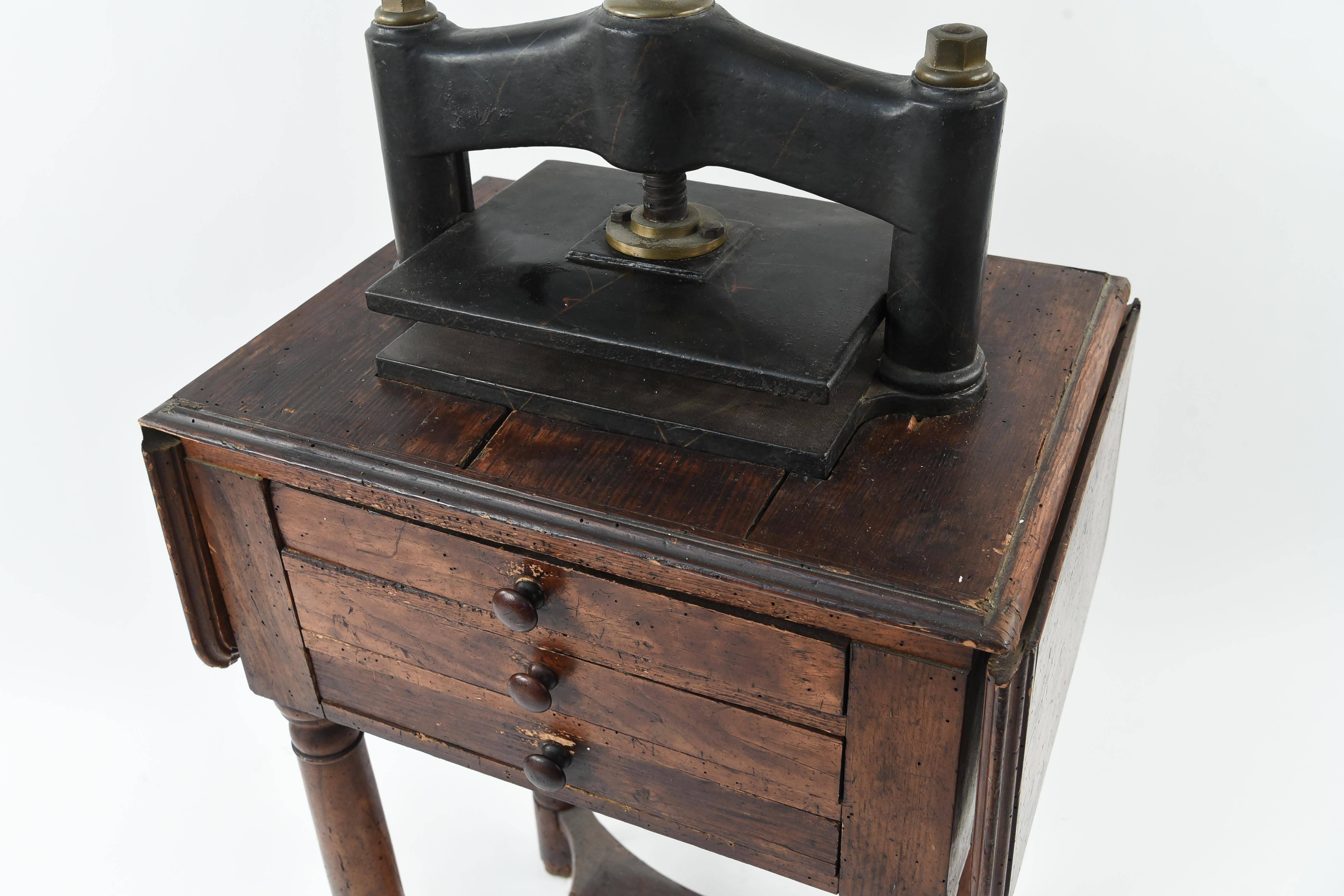 American Antique 19th Century Book Press on Work Table
