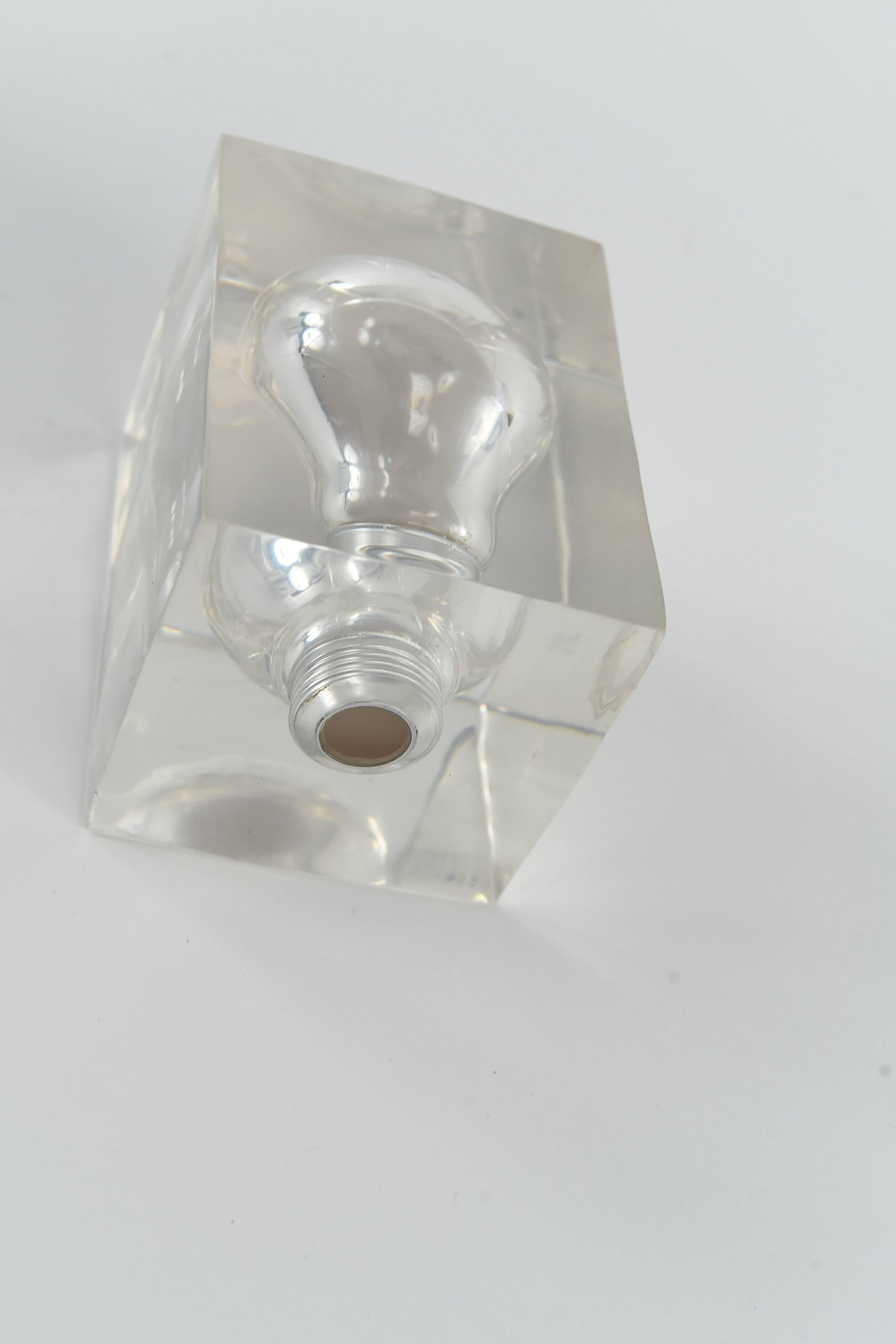 Light Bulb Suspended in Lucite Sculpture 1