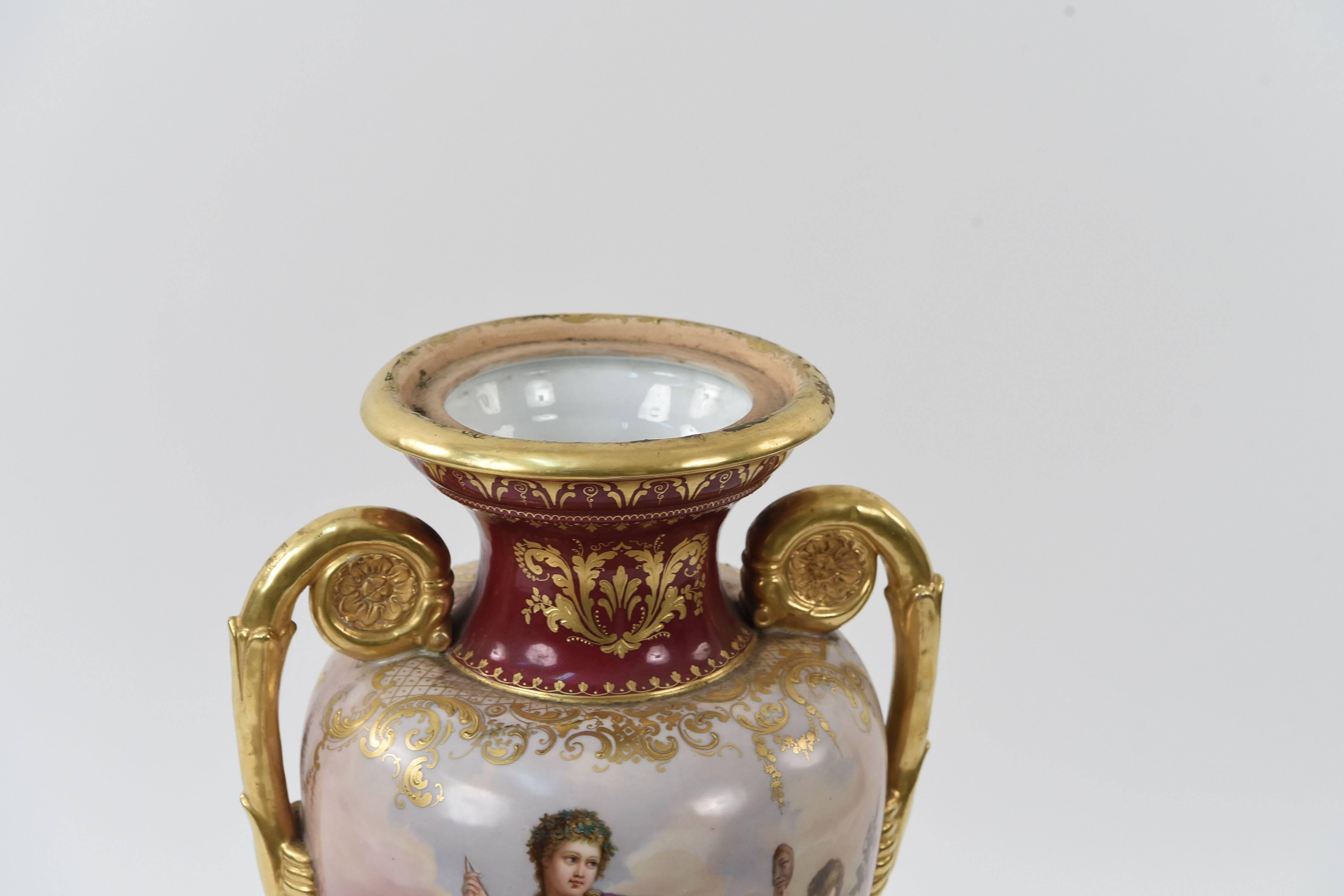 19th Century Royal Vienna Scenic Painted Lidded Urn