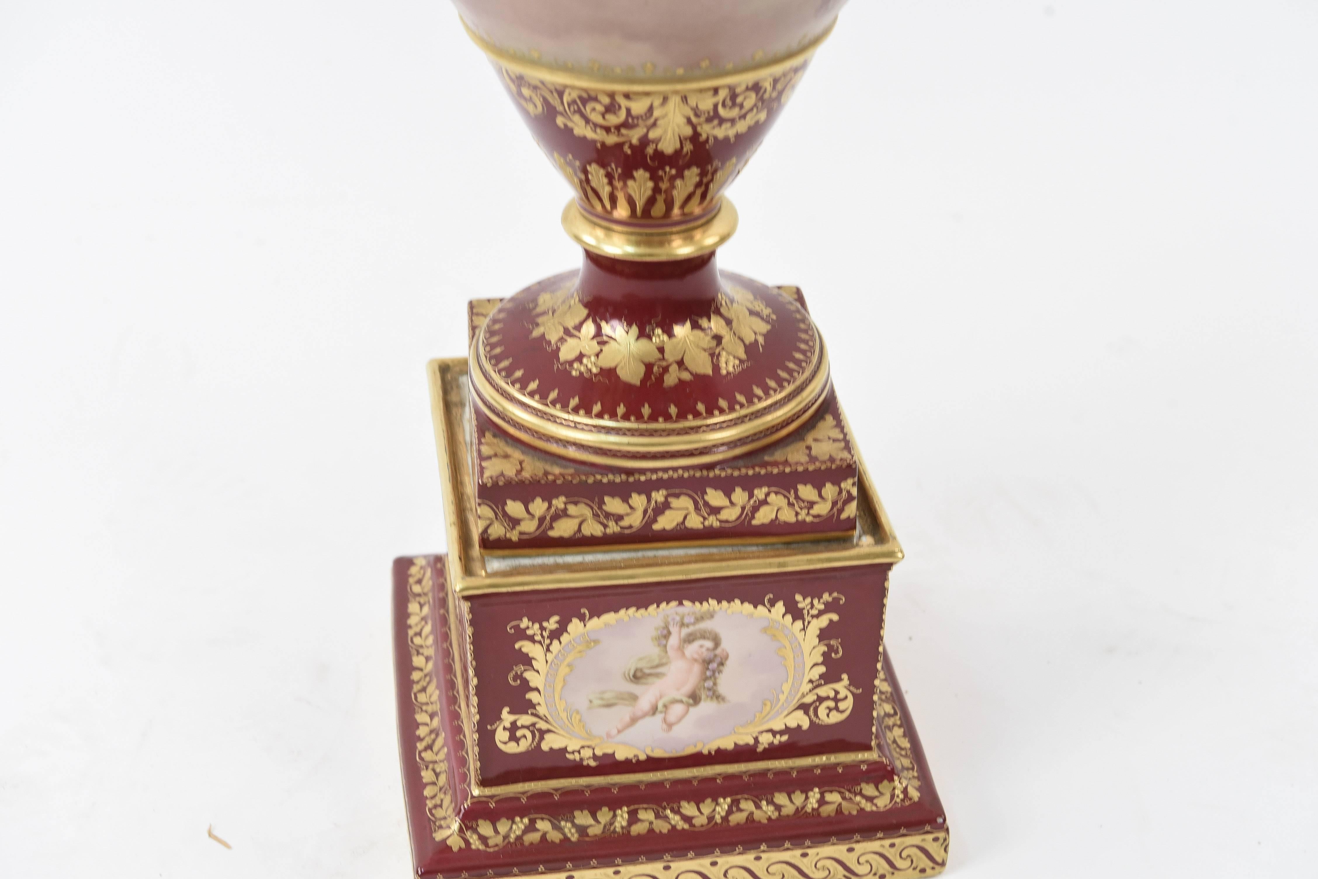 Royal Vienna Scenic Painted Lidded Urn 1
