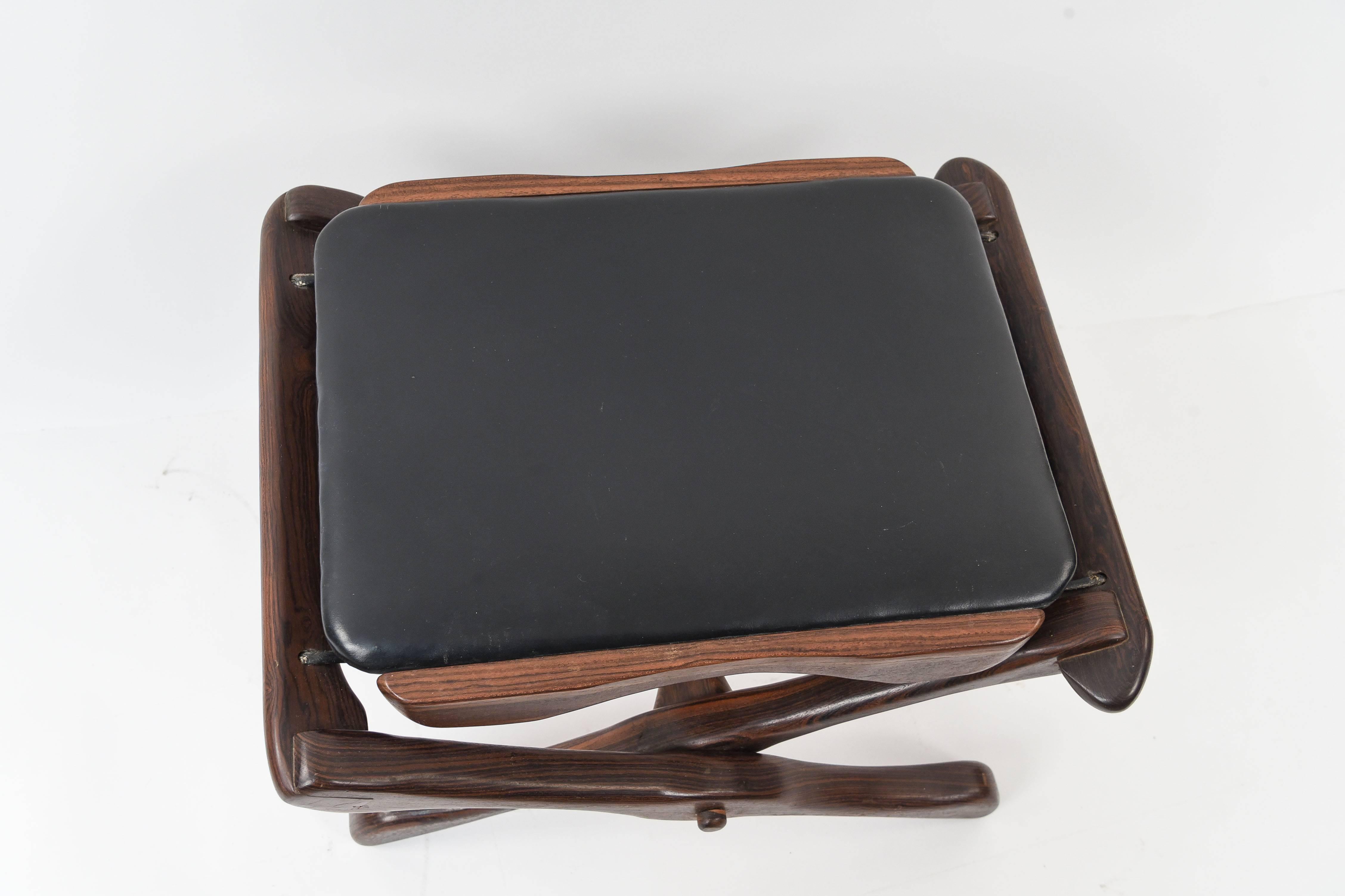 A very nice example of Don Shoemaker great craftsmanship this amazing stool in stunning rosewood and leather is not only a piece of function but one of art!
