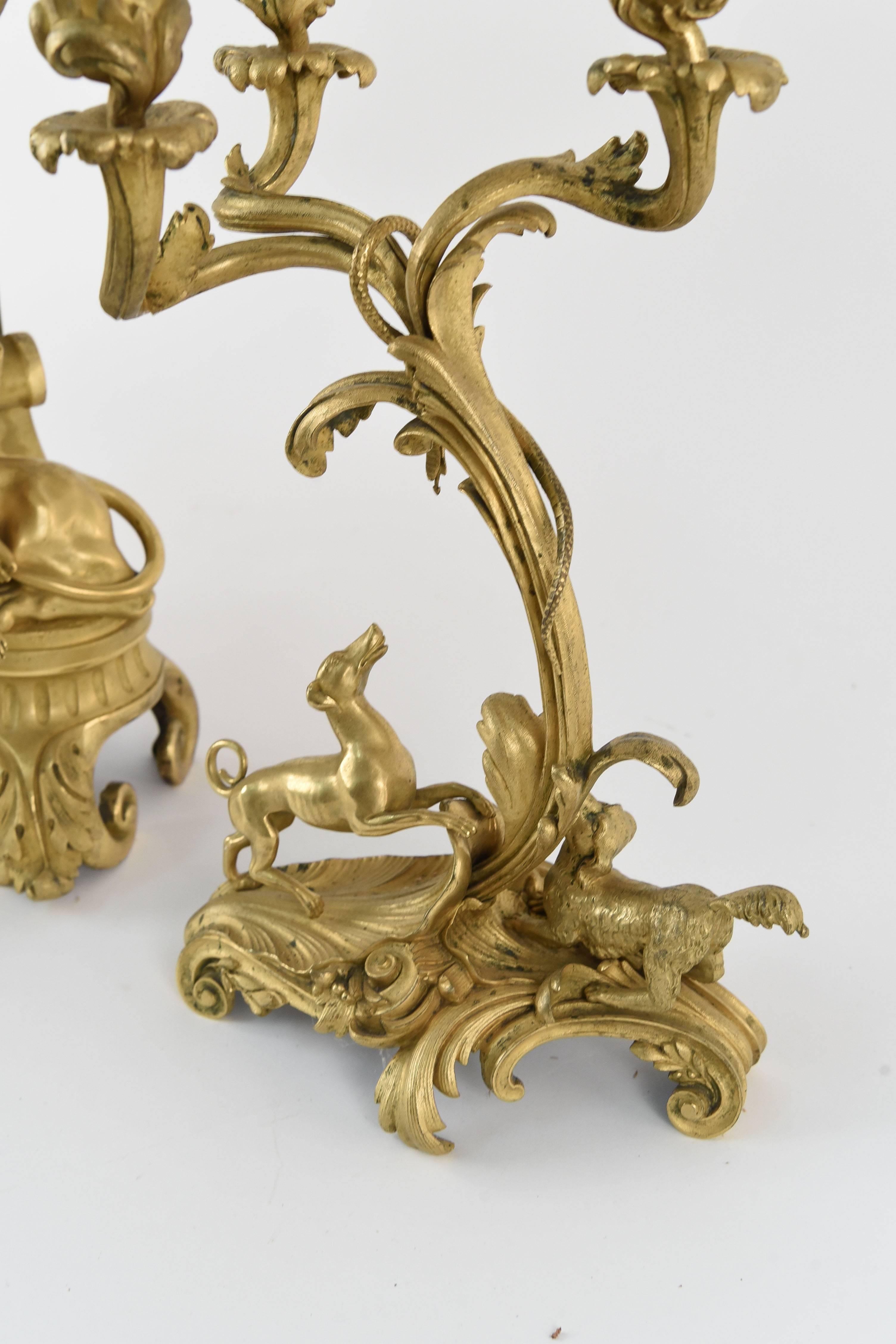 19th Century French Gilt Figural Clock Set For Sale 2