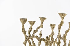 Menorah Trifoliar de Latón Brutalista Wainberg de los años 60