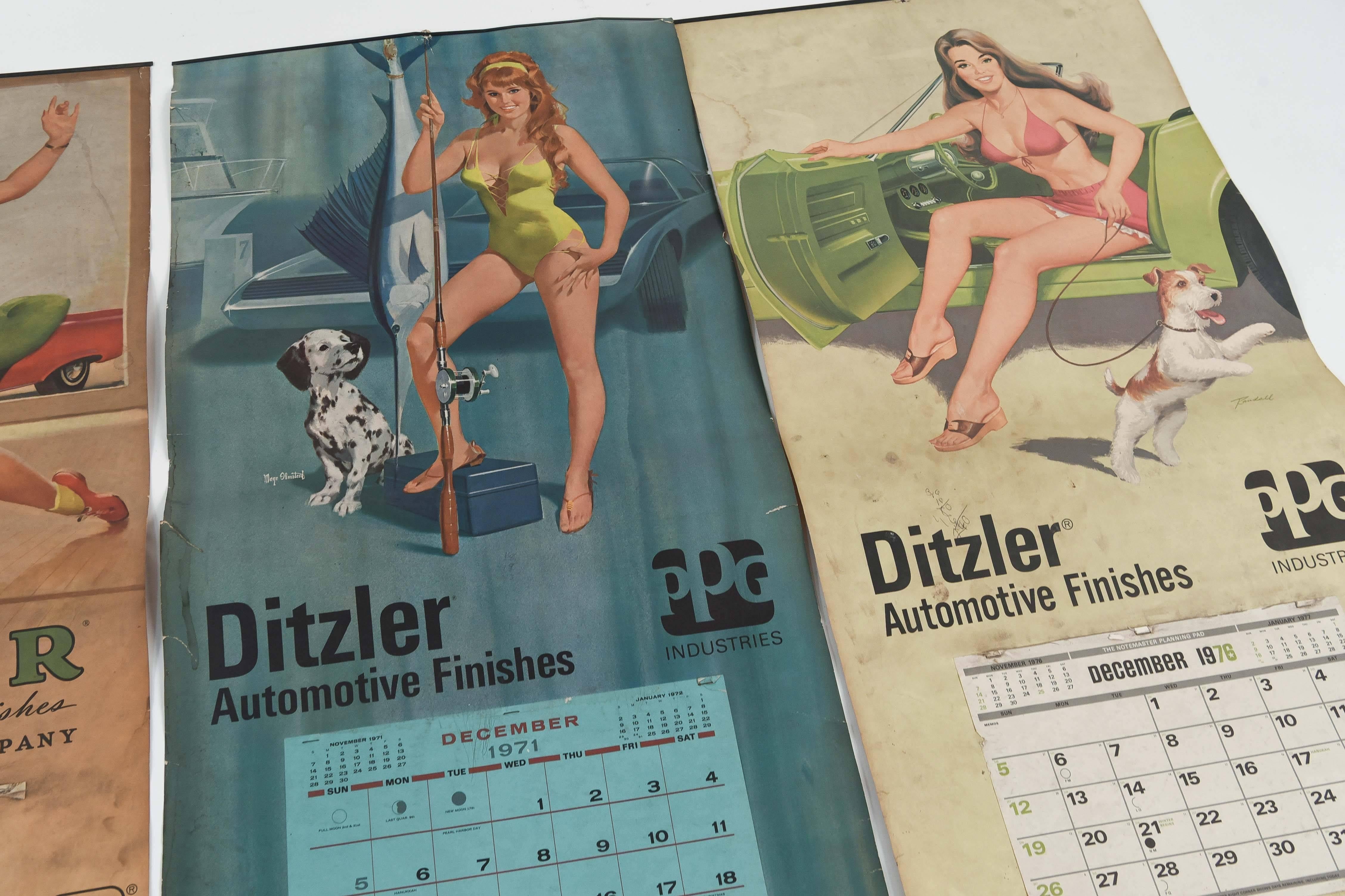 20th Century Pin Up Girl Calendars for Ditzler Automotive Industries