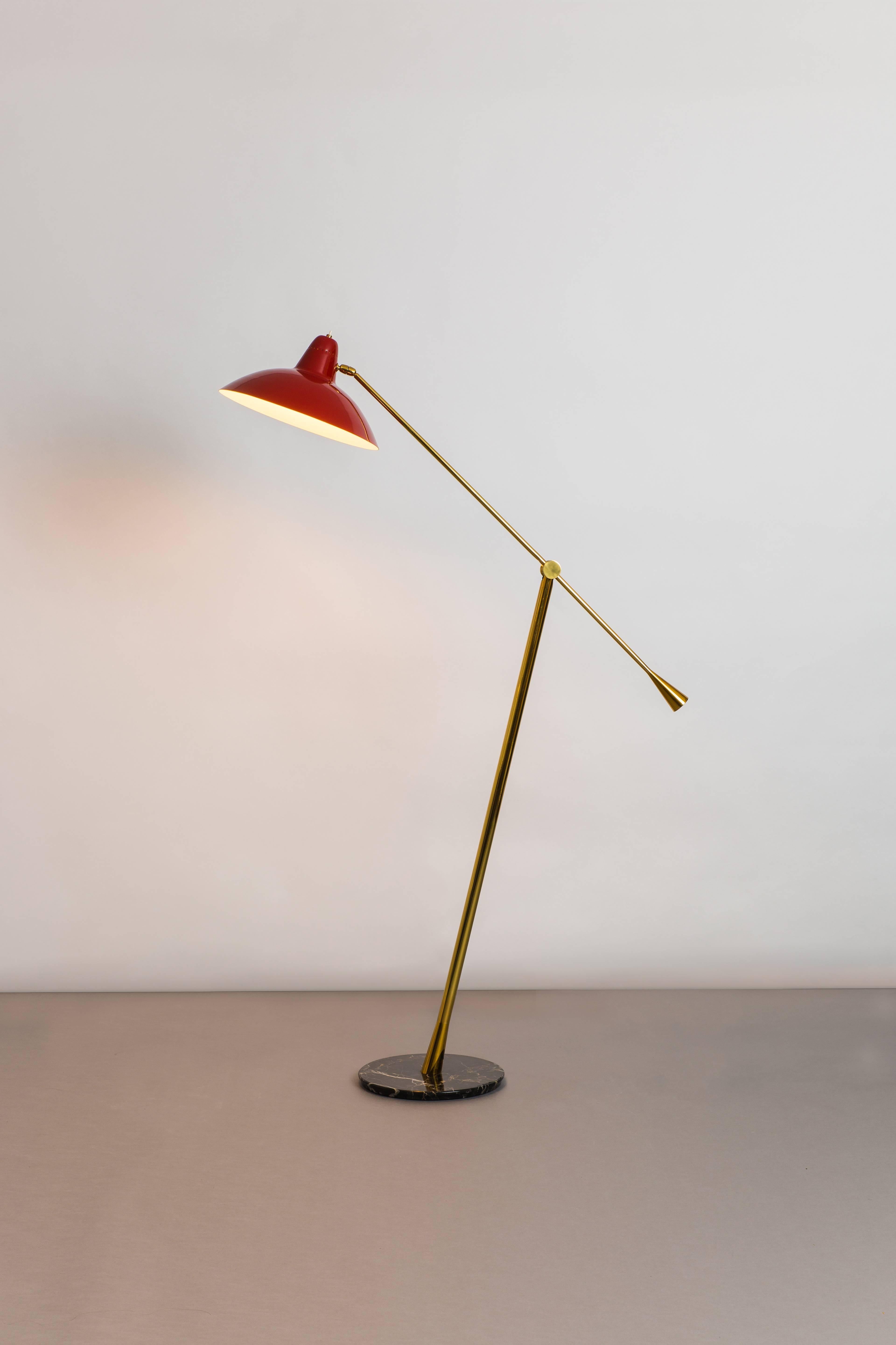 Italian Articulating Floor Lamp, 1950s (Vergoldet)