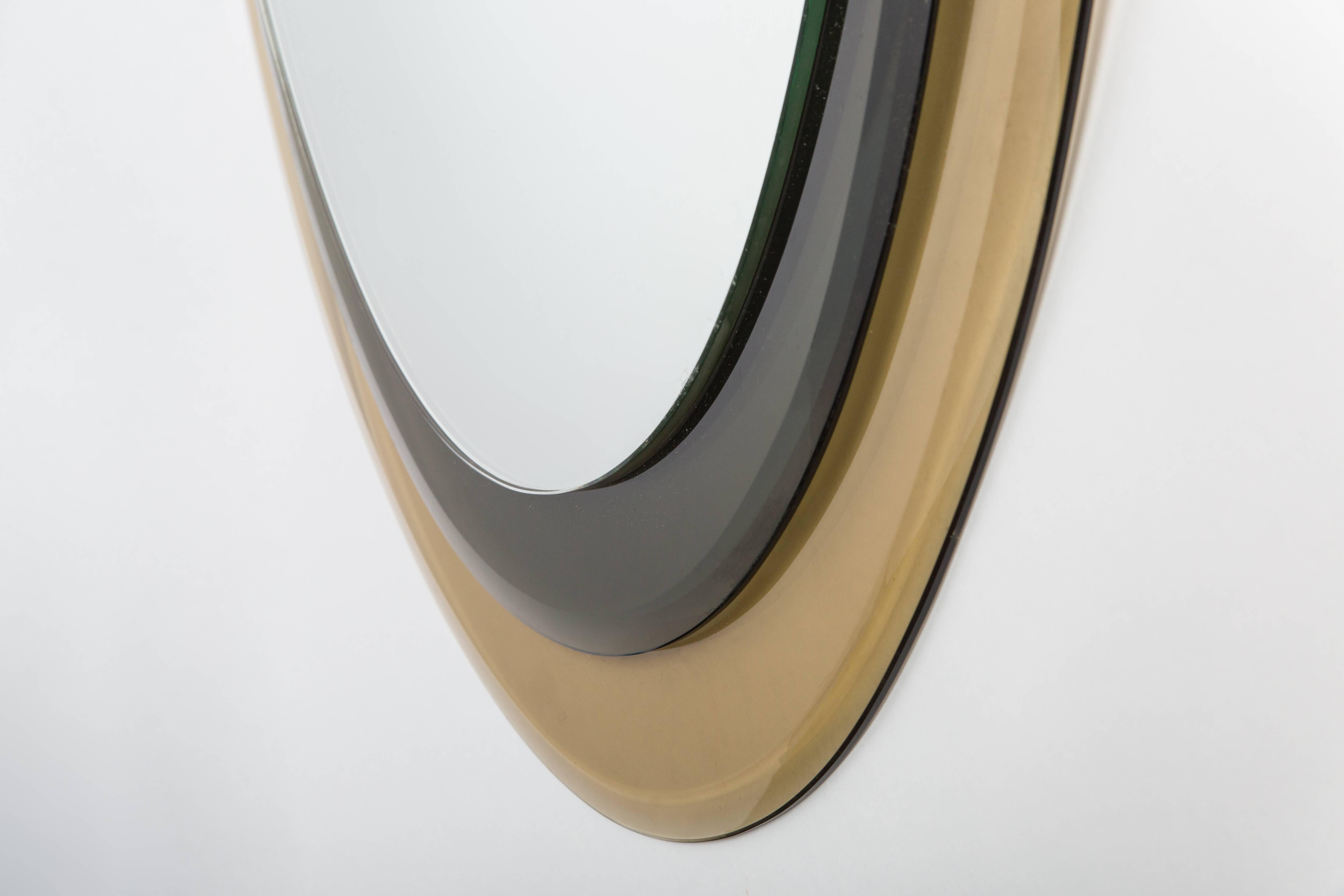 Mid-Century Modern Max Ingrand for Fontana Arte Oval Glass Framed Mirror, Model 2046, Italy, 1960s
