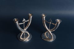 Gio Ponti for Christofle Pair of Flèche Candelabra