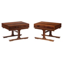 Gianfranco Frattini for Bernini Pair of Rosewood Side or Bedside Tables, 1950s