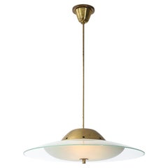 Max Ingrand Chandelier Model 1239, Brass & Crystal, Mid-Century Italy