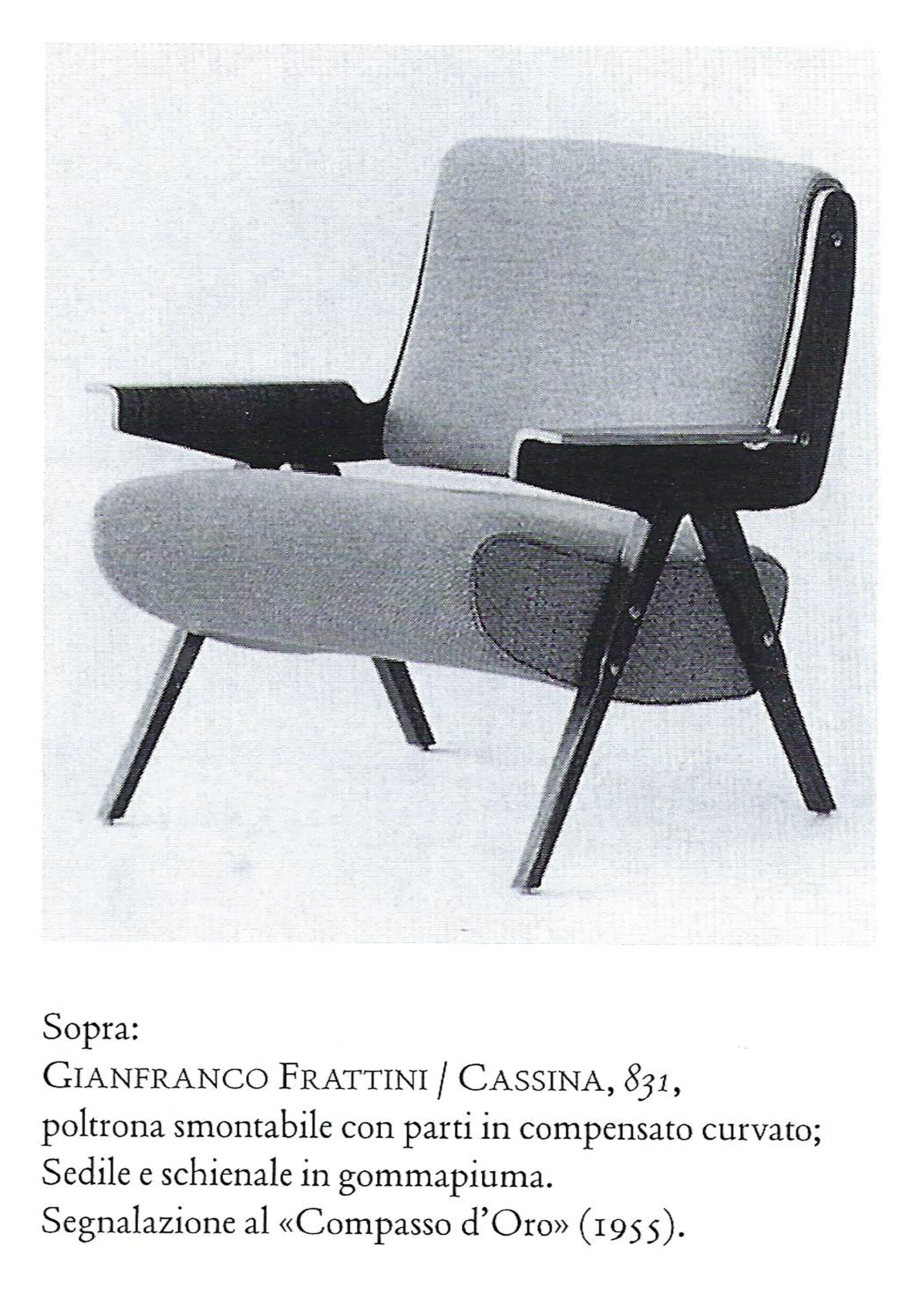 Gianfranco Frattini for Cassina Rare Pair of Mahogany Lounge Chairs Model 831 For Sale 2