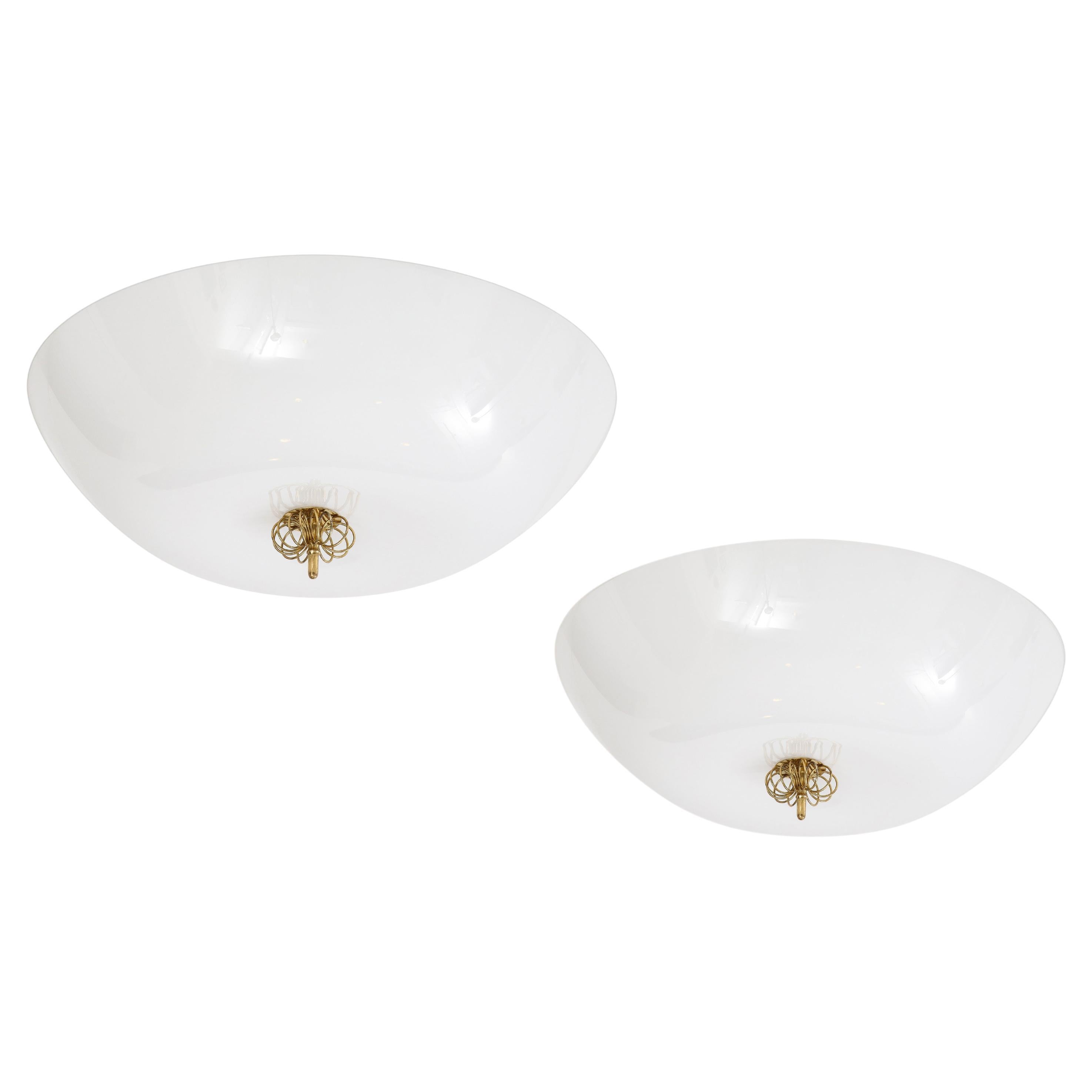 Paavo Tynell Rare Flush Mount Ceiling Lights Model 2093, Finland, 1950s For Sale