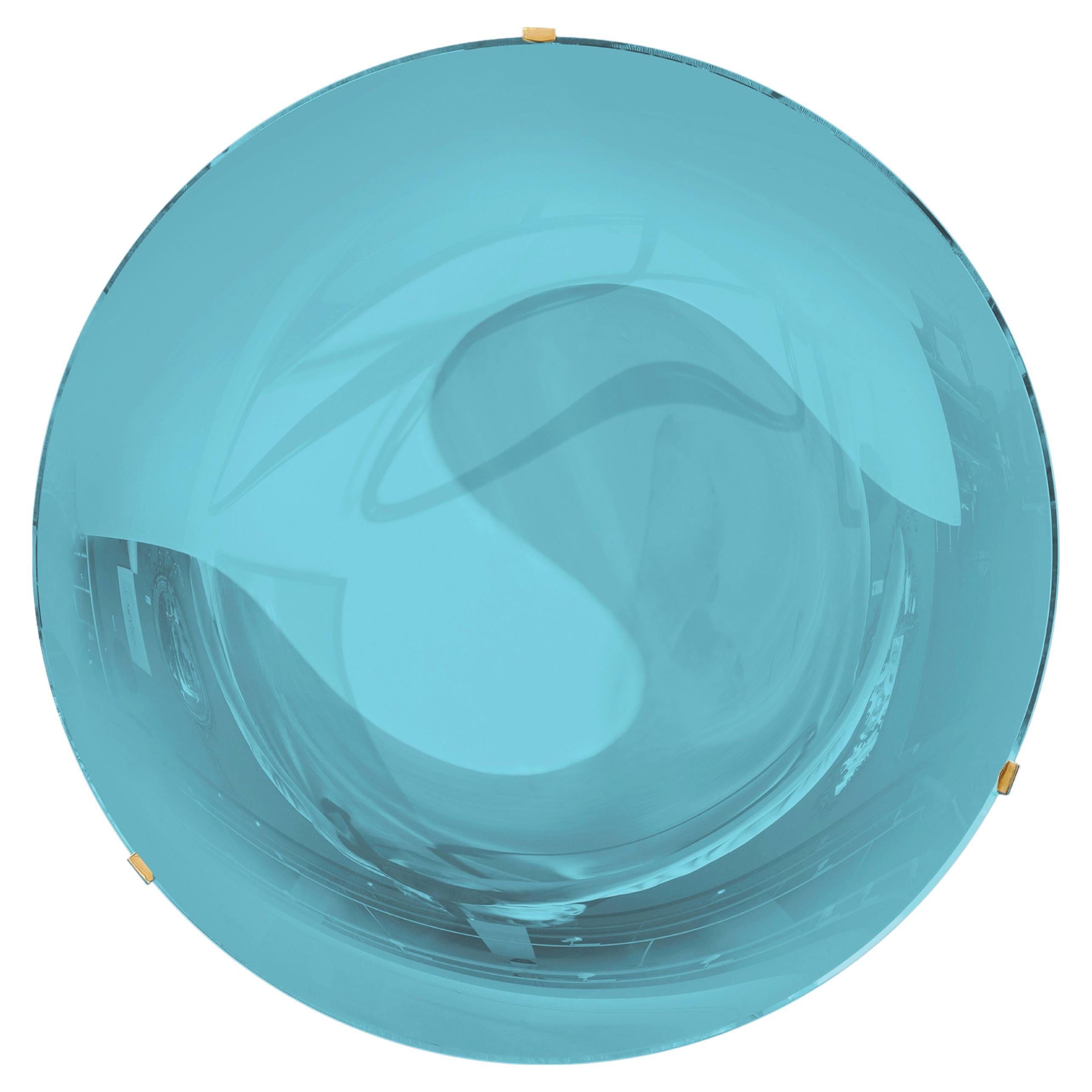 Effetto Vetro Contemporary Custom Sculptural Round Concave Mirror in Azure (miroir rond concave contemporain sur mesure) 