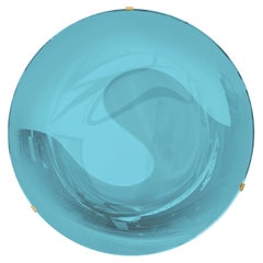 Effetto Vetro Contemporary Custom Sculptural Round Concave Mirror in Azure (miroir rond concave contemporain sur mesure) 