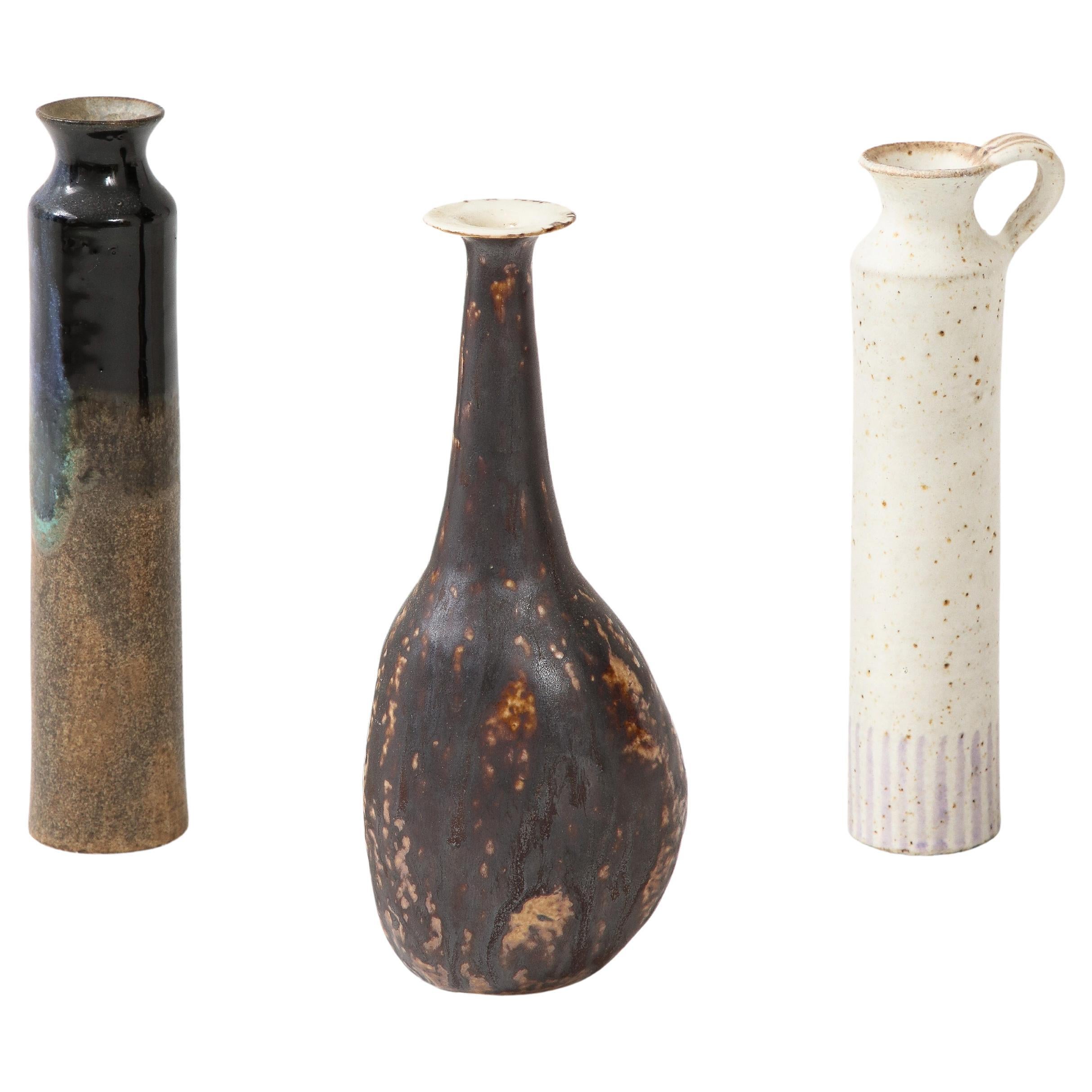 Bruno Gambone Set of Three Small Ceramic or Stoneware Vases, Italy, 1970s