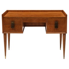 Bureau en bouleau et chaise assortie en bouclé ivoire, Silvio Cavatorta, Italie, années 1940