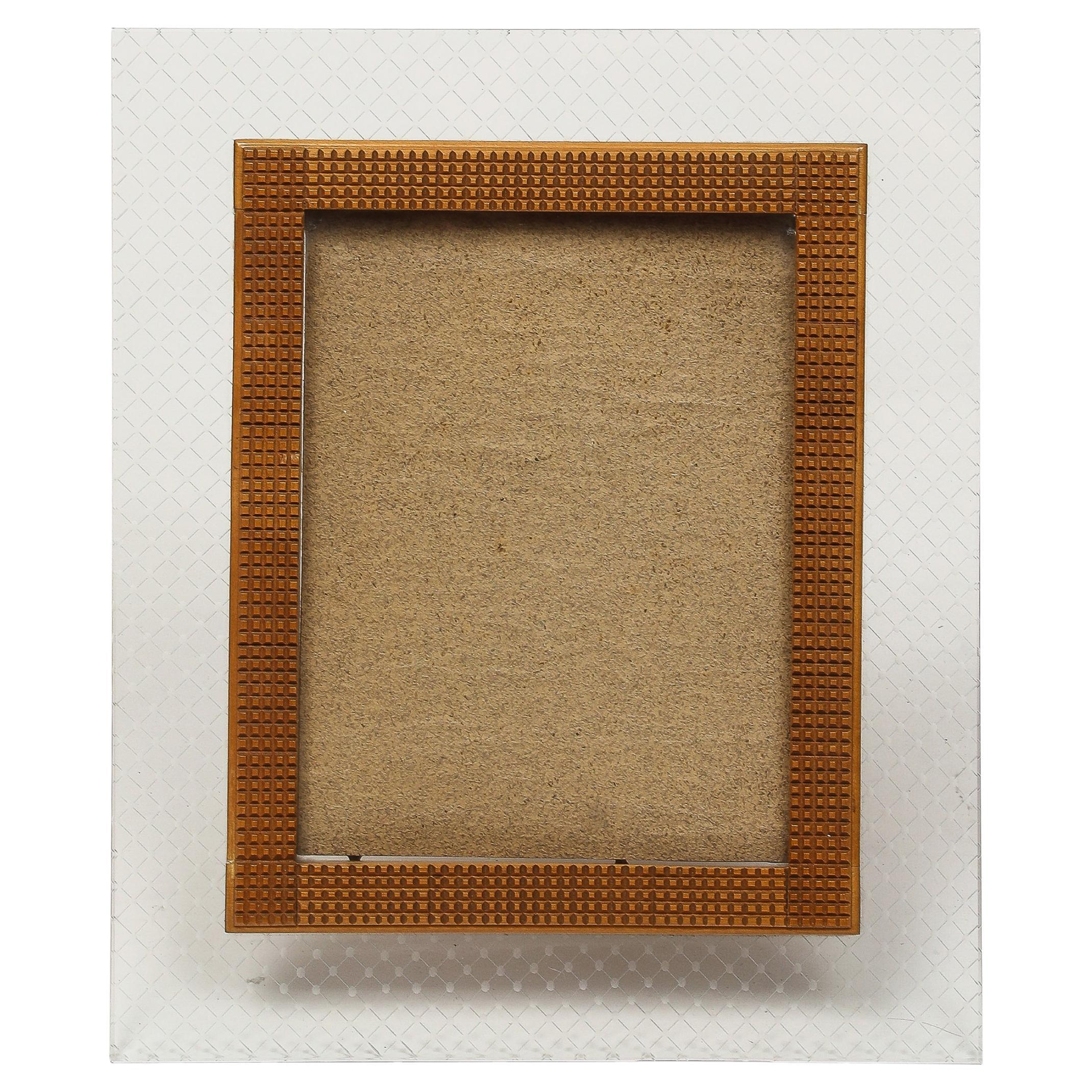 Pietro Chiesa for Fontana Arte Etched Glass and Carved Wood Picture Frame, 1940s