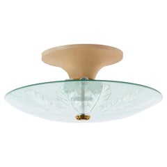 Pietro Chiesa for Fontana Arte Semi-Flush Mount Etched Glass Ceiling Light 1930s