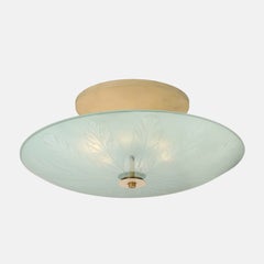 Pietro Chiesa for Fontana Arte Semi-Flush Mount Etched Glass Ceiling Light 1930s