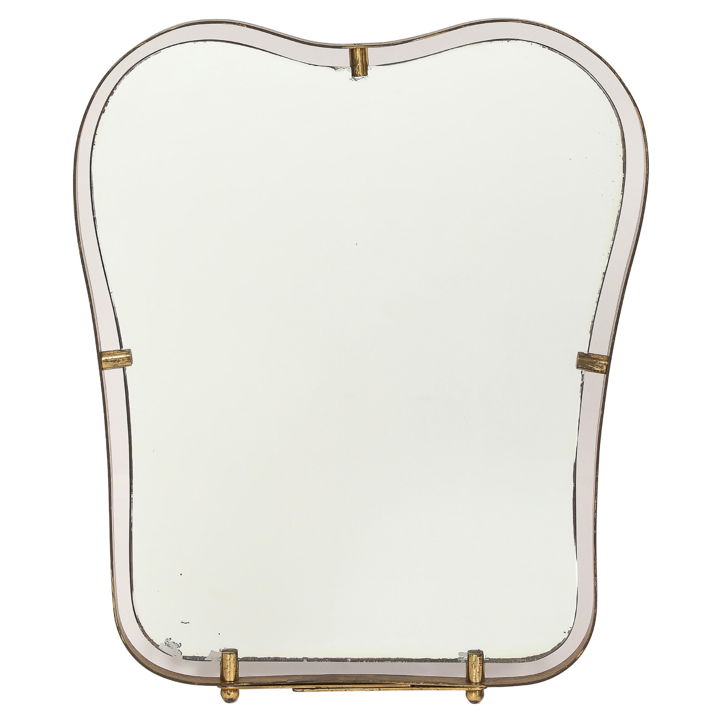 Specchio da tavolo di Fontana Arte Modernista in ottone, Italia, anni
50