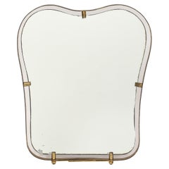 Vintage Fontana Arte Modernist Brass Vanity Dressing Table Mirror, Italy, 1950s