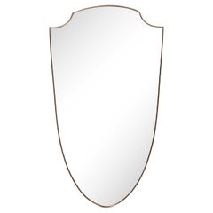 Midcentury Italian Grand Scale Shield Shaped Brass Wall Mirrors, 1950s