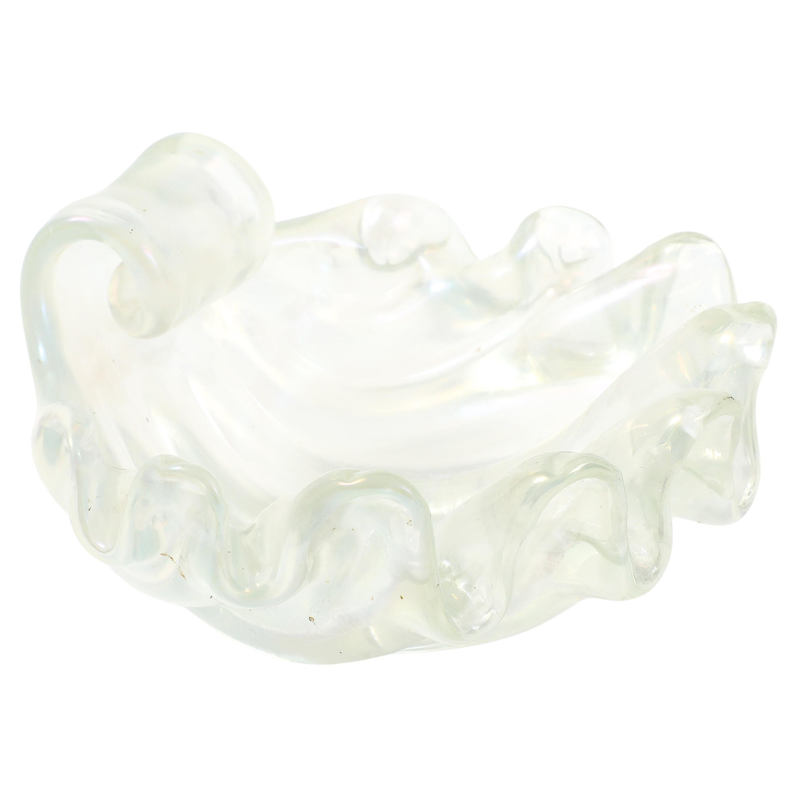 Ercole Barovier for Ferro Toso Barovier Iridescent Seashell Glass Bowl, 1930s For Sale