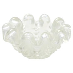 Ercole Barovier Iridescent Grosse Costolature Clam Shell Glass Bowl, 1940s