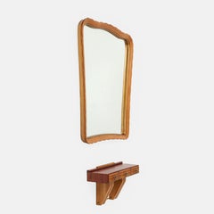 Osvaldo Borsani Rare Maple Mirror and Rosewood and Maple Wall Console, 1940s