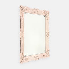 Espejo rectangular de cristal grabado «Rare» con motivo de rosas rosas, de Pietro Chiesa para Fontana Arte