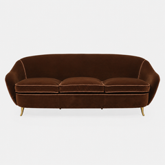 Gio Ponti for ISA Bergamo Three-Seat Sofa with Gilt Metal Legs, Italy 1950s, COM