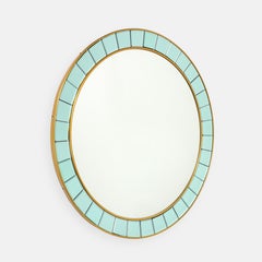 Cristal Art Large Round Hand-Cut Beveled Crystal Mirror Model 2679, Italy, 1950s