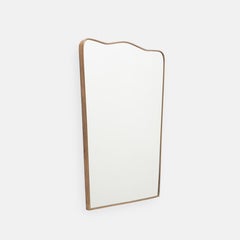 Mid-century Italian Modernist Shaped Brass Wall Mirror, 1950s