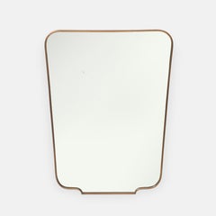 Mid-Century Italian Modernist Large Rectangular Shaped Brass Wall Mirror, 1950s