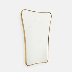 Specchio da parete in ottone dal design modernista italiano della metà del secolo, anni '50