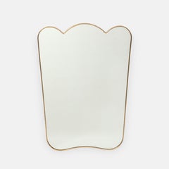 Fontana Arte Rare Large Shaped Brass Wall Mirror, 1940s, Stamped