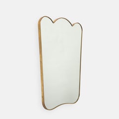 Fontana Arte Rare Large Shaped Brass Wall Mirror, Italy, 1950s, Stamped