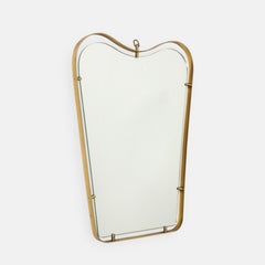 Espejo de pared Fontana Arte, de estilo modernista, de latón y cristal flotante, Italia, años 950